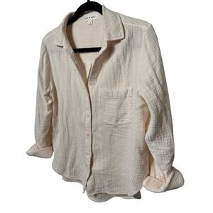 Anthropologie‎ Cloth & Stone Gauze Button Down Shirt Top Textured Relaxed Size S